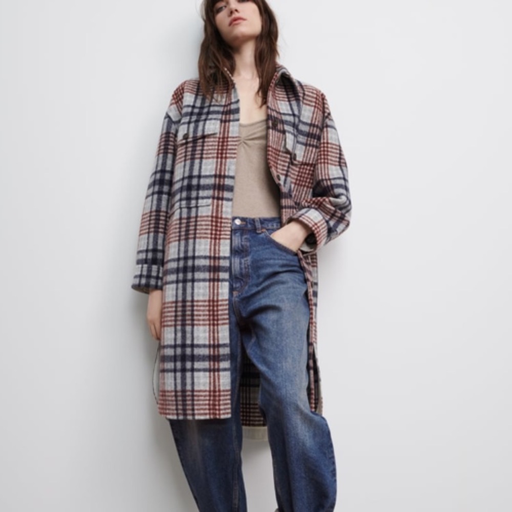Long plaid jacket shacket